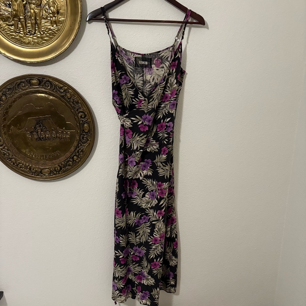 Reformation Tropical Print Wrap Dress